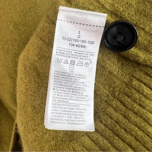 Banana Republic sweater wool gold Olive Sweater buttons warm winter wools - Picture 7 of 8